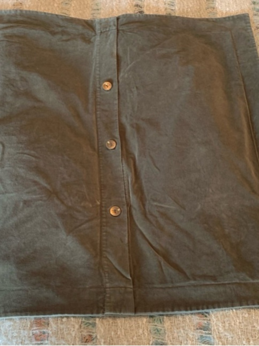 Pottery Barn 30x30 Velvet Olive Green Button Euro Sham EUC No flaws